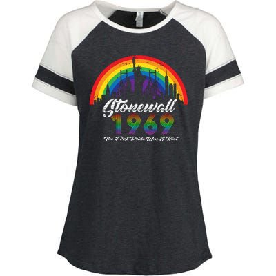 NYC 1969 Stonewall The First Pride Was A Riot LGBT Gay Lesbian Enza Ladies Jersey Colorblock Tee