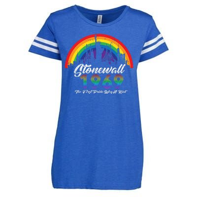 NYC 1969 Stonewall The First Pride Was A Riot LGBT Gay Lesbian Enza Ladies Jersey Football T-Shirt