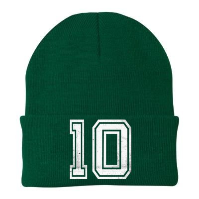 Number 10 Ten Sports Jersey Lucky No. Birthday Age Vintage Knit Cap Winter Beanie