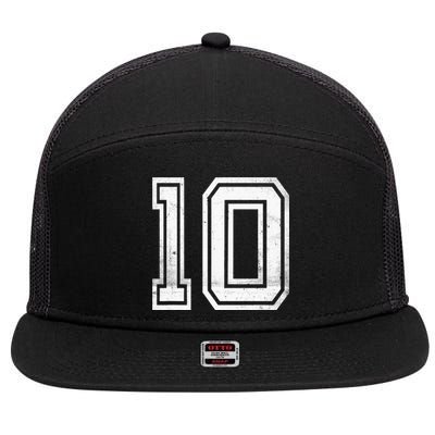 Number 10 Ten Sports Jersey Lucky No. Birthday Age Vintage 7 Panel Mesh Trucker Snapback Hat