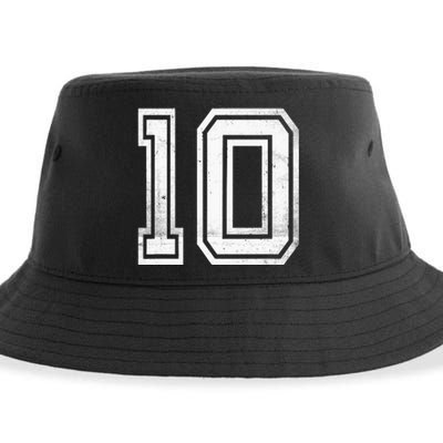 Number 10 Ten Sports Jersey Lucky No. Birthday Age Vintage Sustainable Bucket Hat