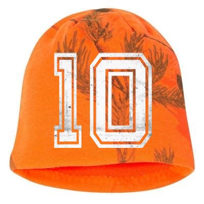 Number 10 Ten Sports Jersey Lucky No. Birthday Age Vintage Kati - Camo Knit Beanie