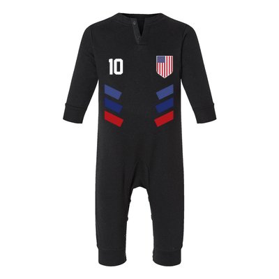 Number 10 USA Soccer American Flag Football Jersey Infant Fleece One Piece