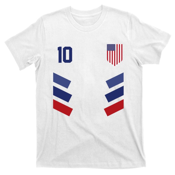 Number 10 USA Soccer American Flag Football Jersey T-Shirt