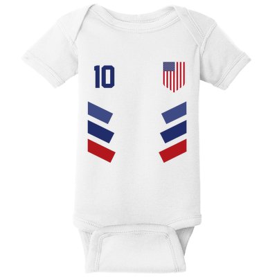 Number 10 USA Soccer American Flag Football Jersey Baby Bodysuit