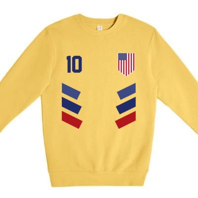 Number 10 USA Soccer American Flag Football Jersey Premium Crewneck Sweatshirt