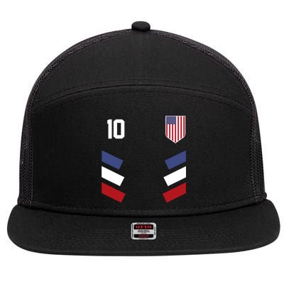 Number 10 USA Soccer American Flag Football Jersey 7 Panel Mesh Trucker Snapback Hat