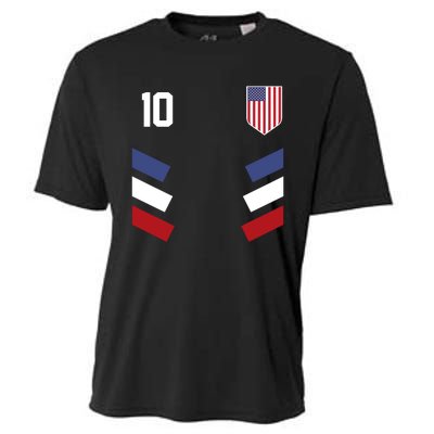 Number 10 USA Soccer American Flag Football Jersey Cooling Performance Crew T-Shirt