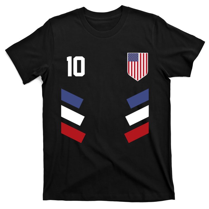 Number 10 USA Soccer American Flag Football Jersey T-Shirt