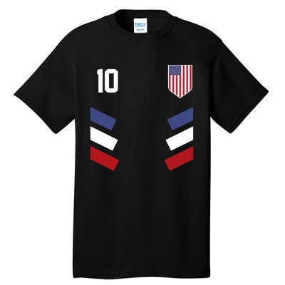 Number 10 USA Soccer American Flag Football Jersey Tall T-Shirt