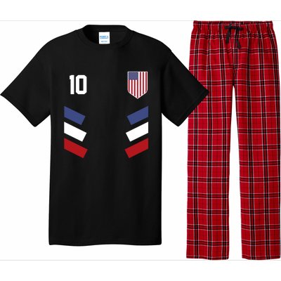 Number 10 USA Soccer American Flag Football Jersey Pajama Set