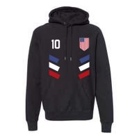 Number 10 USA Soccer American Flag Football Jersey Premium Hoodie