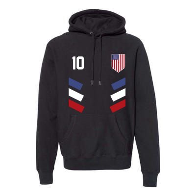 Number 10 USA Soccer American Flag Football Jersey Premium Hoodie