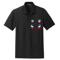 Number 10 USA Soccer American Flag Football Jersey Dry Zone Grid Polo