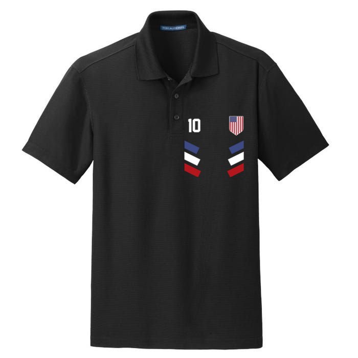 Number 10 USA Soccer American Flag Football Jersey Dry Zone Grid Polo