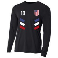 Number 10 USA Soccer American Flag Football Jersey Cooling Performance Long Sleeve Crew