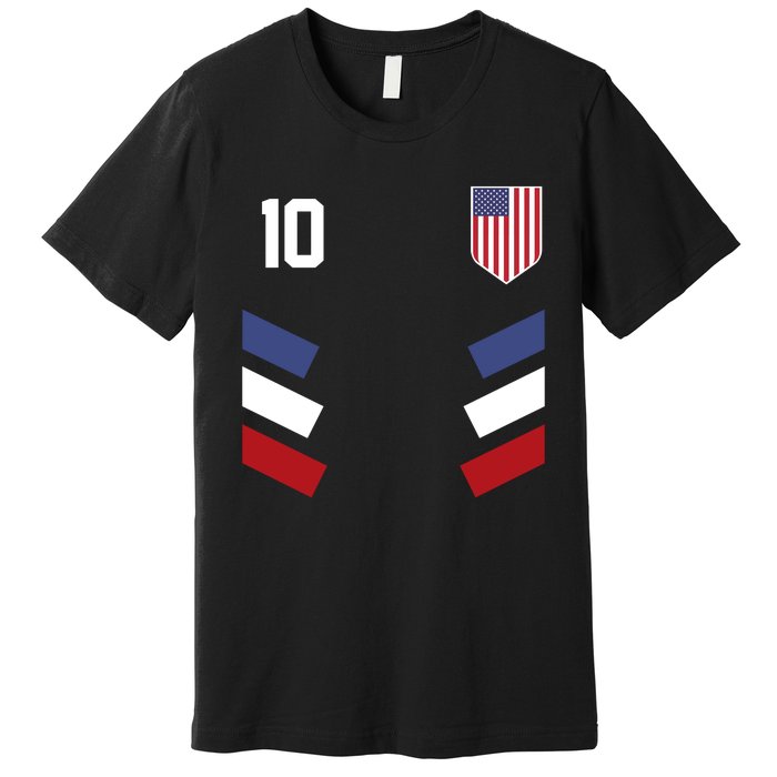 Number 10 USA Soccer American Flag Football Jersey Premium T-Shirt