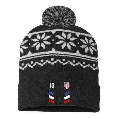 Number 10 USA Soccer American Flag Football Jersey USA-Made Snowflake Beanie