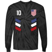 Number 10 USA Soccer American Flag Football Jersey Tie-Dye Long Sleeve Shirt