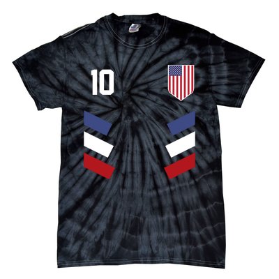 Number 10 USA Soccer American Flag Football Jersey Tie-Dye T-Shirt