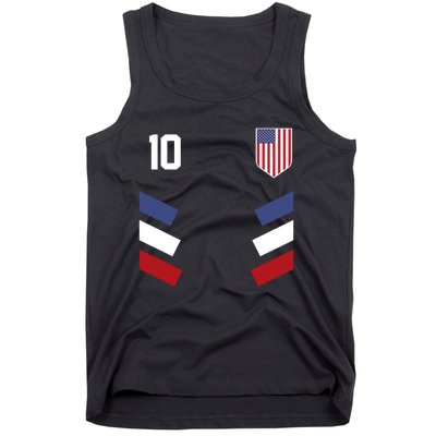 Number 10 USA Soccer American Flag Football Jersey Tank Top