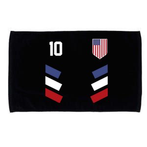 Number 10 USA Soccer American Flag Football Jersey Microfiber Hand Towel