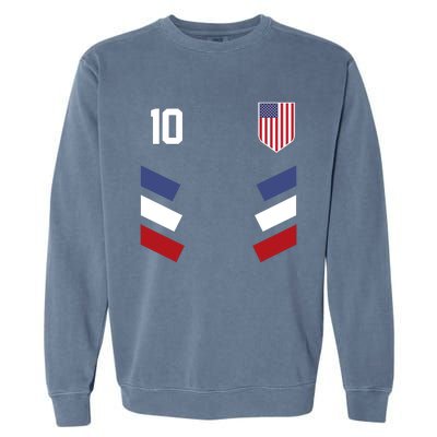 Number 10 USA Soccer American Flag Football Jersey Garment-Dyed Sweatshirt