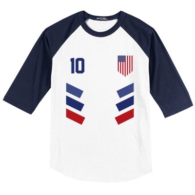 Number 10 USA Soccer American Flag Football Jersey Baseball Sleeve Shirt