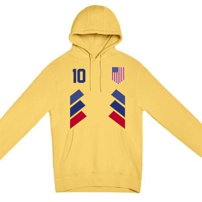 Number 10 USA Soccer American Flag Football Jersey Premium Pullover Hoodie