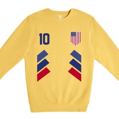 Number 10 USA Soccer American Flag Football Jersey Premium Crewneck Sweatshirt