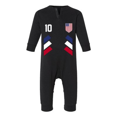 Number 10 USA Soccer American Flag Football Jersey Infant Fleece One Piece