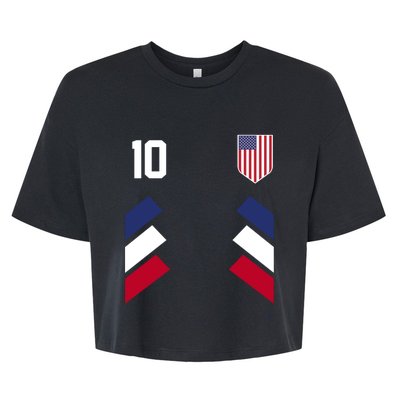 Number 10 USA Soccer American Flag Football Jersey Bella+Canvas Jersey Crop Tee