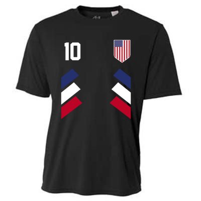 Number 10 USA Soccer American Flag Football Jersey Cooling Performance Crew T-Shirt