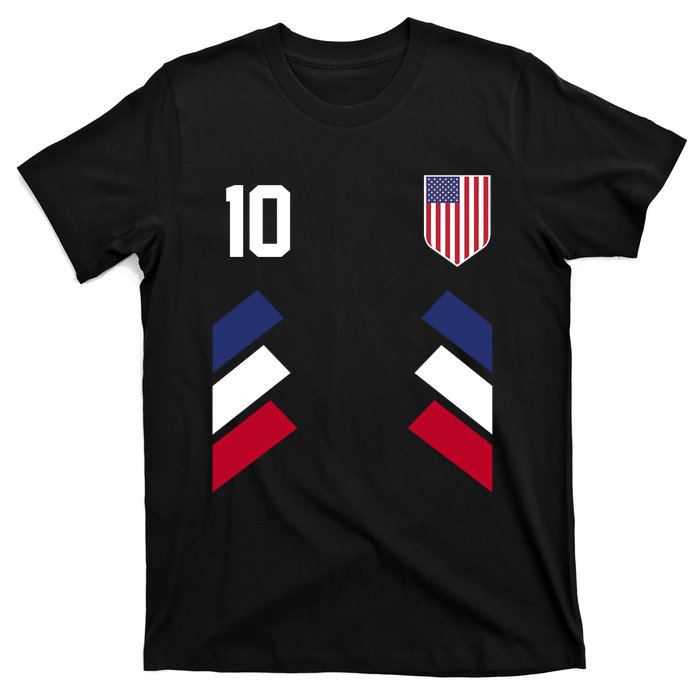 Number 10 USA Soccer American Flag Football Jersey T-Shirt