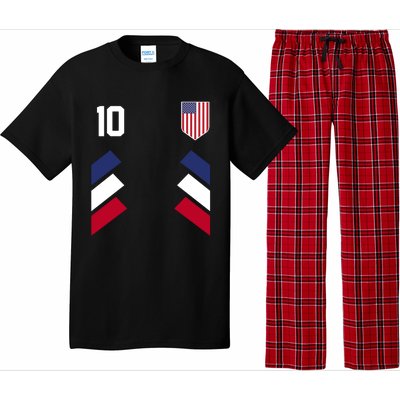 Number 10 USA Soccer American Flag Football Jersey Pajama Set