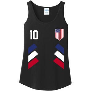 Number 10 USA Soccer American Flag Football Jersey Ladies Essential Tank