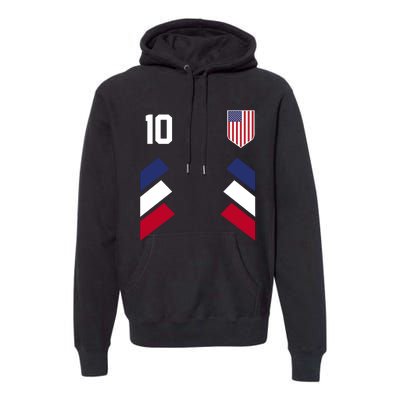 Number 10 USA Soccer American Flag Football Jersey Premium Hoodie