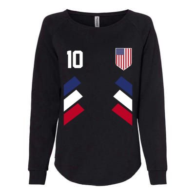 Number 10 USA Soccer American Flag Football Jersey Womens California Wash Sweatshirt