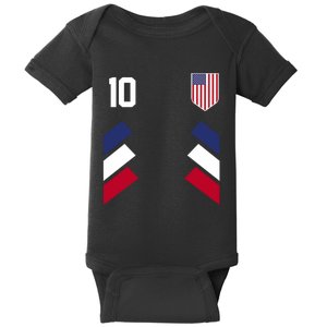 Number 10 USA Soccer American Flag Football Jersey Baby Bodysuit