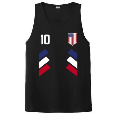 Number 10 USA Soccer American Flag Football Jersey PosiCharge Competitor Tank