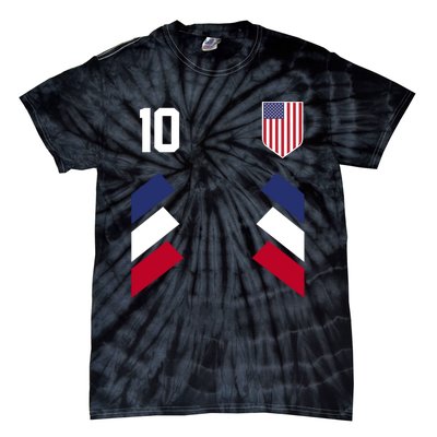 Number 10 USA Soccer American Flag Football Jersey Tie-Dye T-Shirt