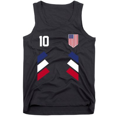 Number 10 USA Soccer American Flag Football Jersey Tank Top