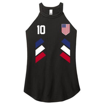 Number 10 USA Soccer American Flag Football Jersey Women’s Perfect Tri Rocker Tank