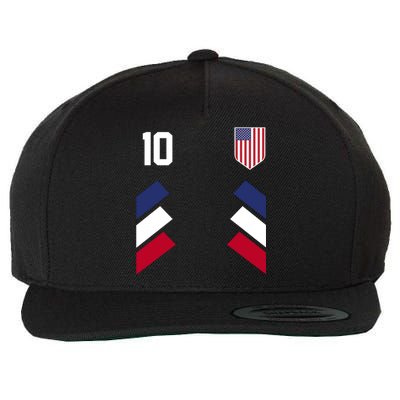 Number 10 USA Soccer American Flag Football Jersey Wool Snapback Cap