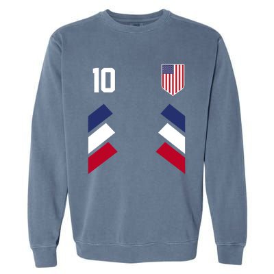 Number 10 USA Soccer American Flag Football Jersey Garment-Dyed Sweatshirt