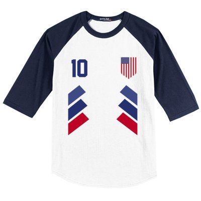 Number 10 USA Soccer American Flag Football Jersey Baseball Sleeve Shirt