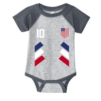 Number 10 USA Soccer American Flag Football Jersey Infant Baby Jersey Bodysuit