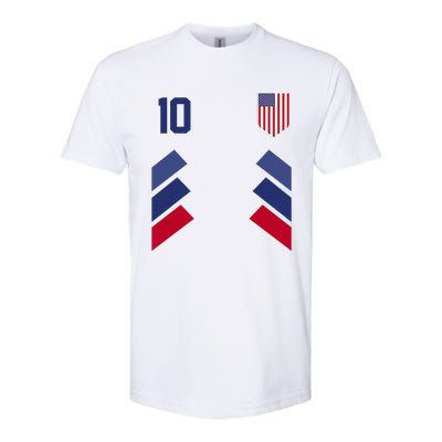 Number 10 USA Soccer American Flag Football Jersey Softstyle CVC T-Shirt