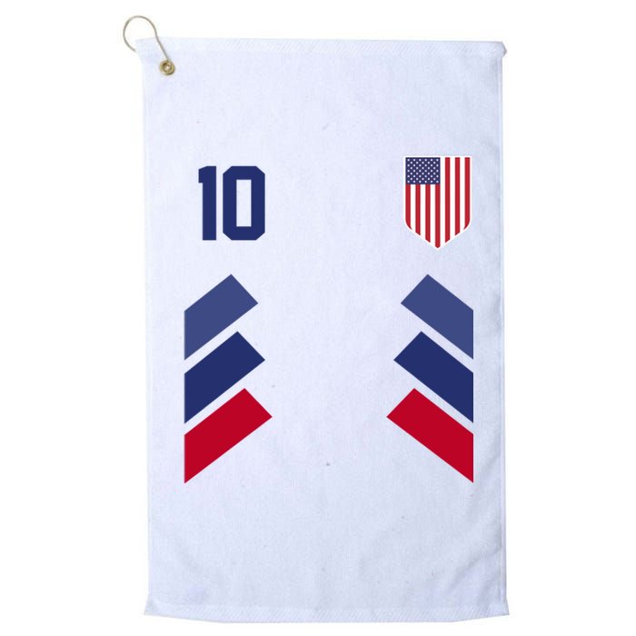 Number 10 USA Soccer American Flag Football Jersey Platinum Collection Golf Towel