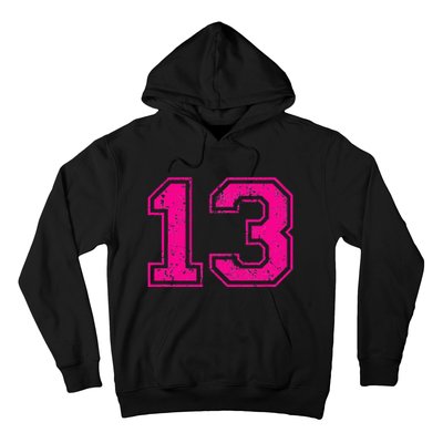 Number 13 Varsity Distressed Vintage Sport Team PlayerS Hoodie